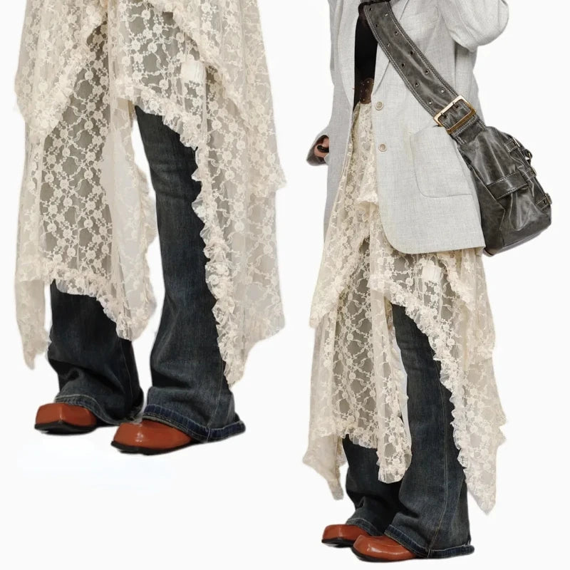 Layered Lace Wrap Skirt – Ivory Bloom