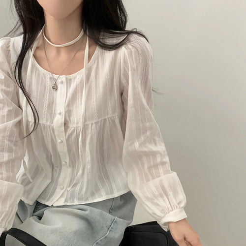 Cotton Cloud Long-Sleeve Blouse (2 colours)