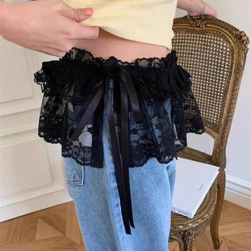 Lace Layering Hem Skirt (2 colours)