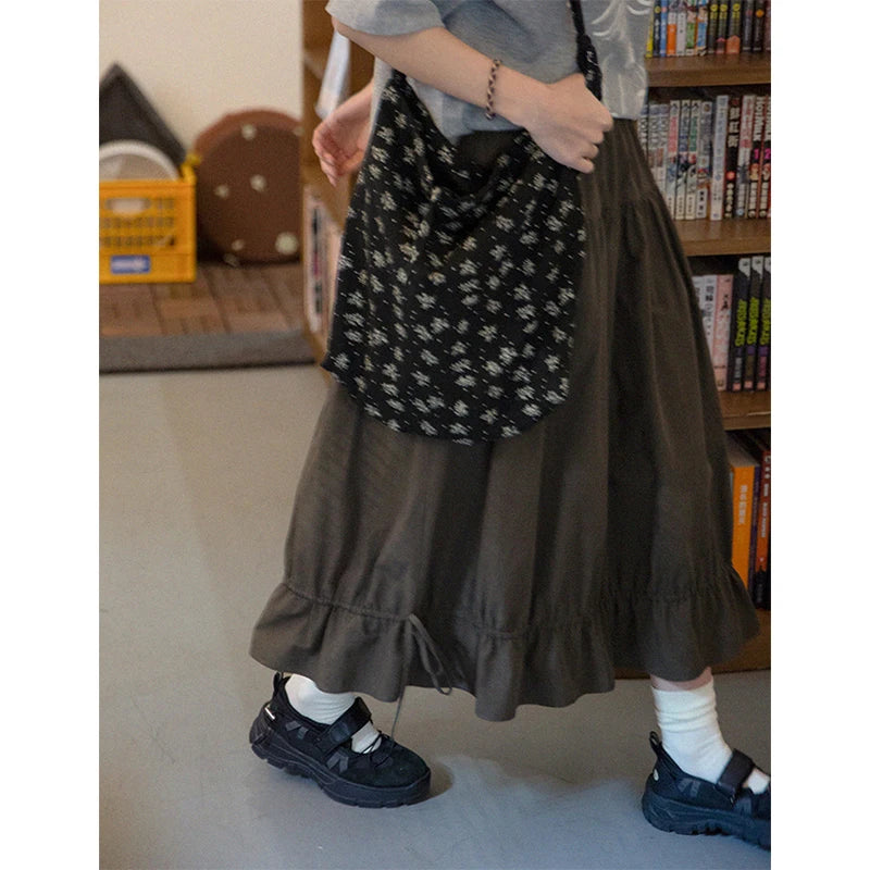 Drawstring Hem Tiered Maxi Skirt (2 colours, 3 sizes)