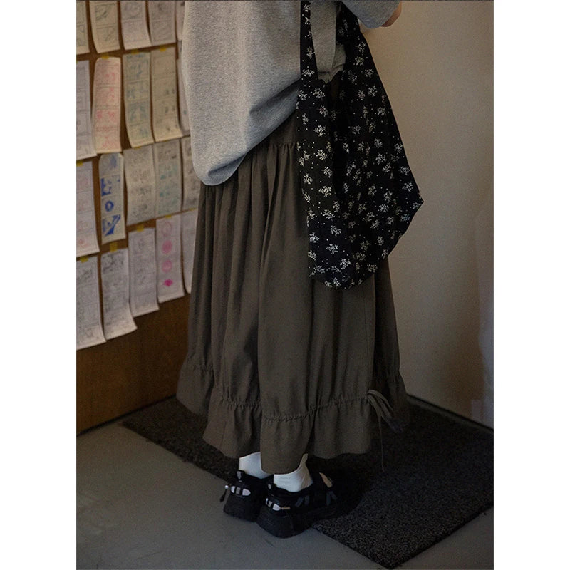 Drawstring Hem Tiered Maxi Skirt (2 colours, 3 sizes)