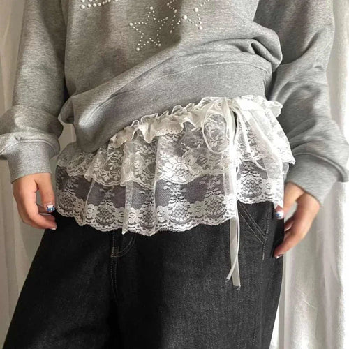Lace Layering Hem Skirt (2 colours)