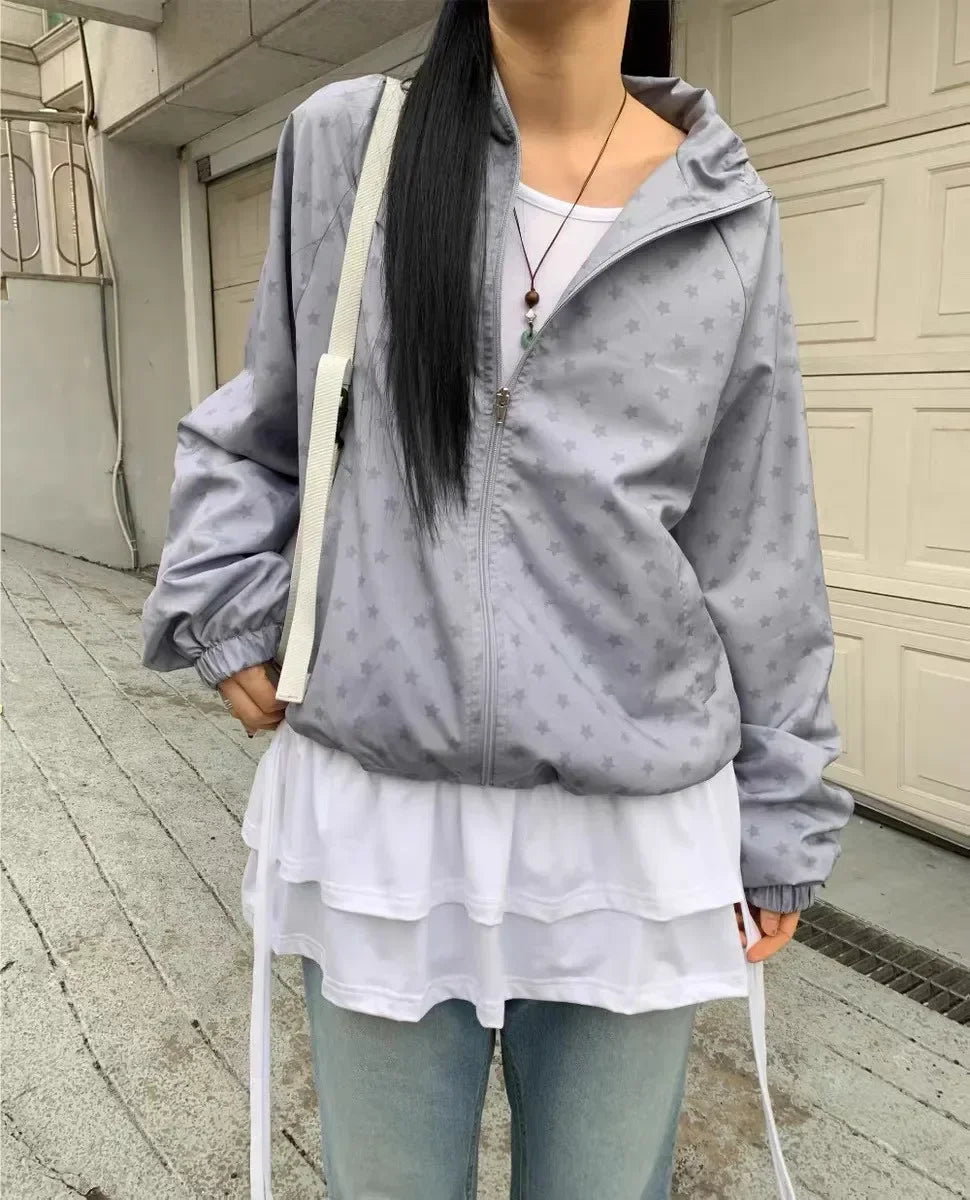 Starry Day Windbreaker - Silver (5 sizes)